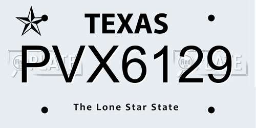 PVX6129 Texas License Plate