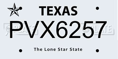PVX6257 Texas License Plate