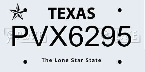 PVX6295 Texas License Plate