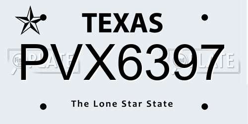 PVX6397 Texas License Plate