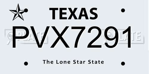 PVX7291 Texas License Plate