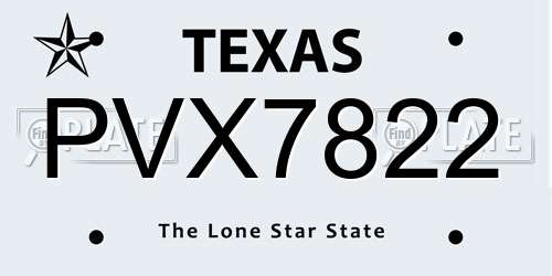 PVX7822 Texas License Plate