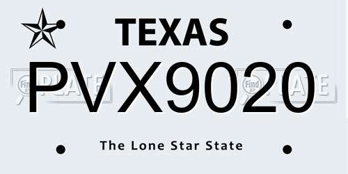 PVX9020 Texas License Plate