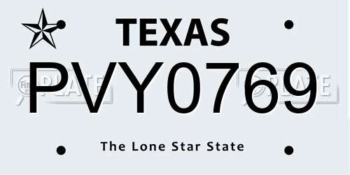 PVY0769 Texas License Plate
