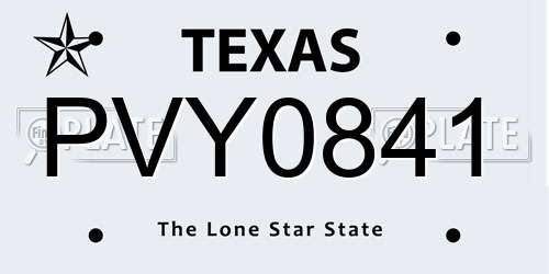 PVY0841 Texas License Plate