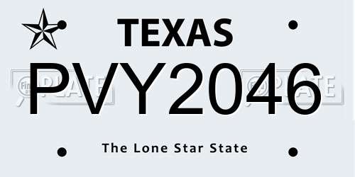 PVY2046 Texas License Plate