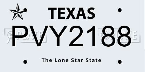 PVY2188 Texas License Plate
