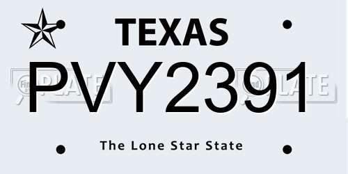 PVY2391 Texas License Plate