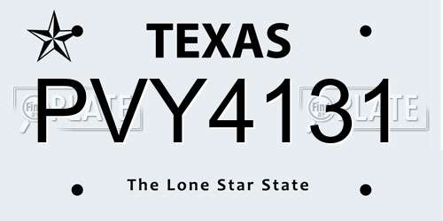 PVY4131 Texas License Plate