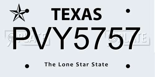 PVY5757 Texas License Plate