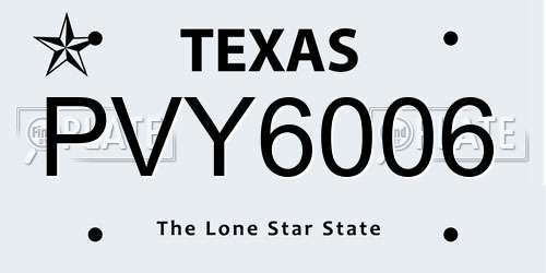 PVY6006 Texas License Plate