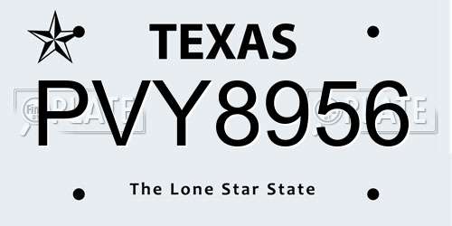 PVY8956 Texas License Plate