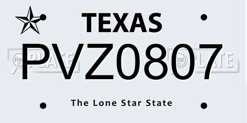 PVZ0807 Texas License Plate