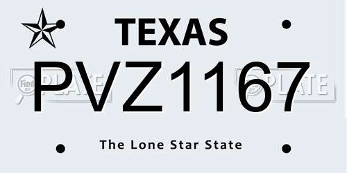 PVZ1167 Texas License Plate