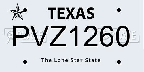 PVZ1260 Texas License Plate