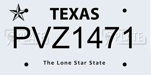PVZ1471 Texas License Plate