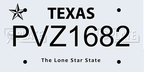 PVZ1682 Texas License Plate