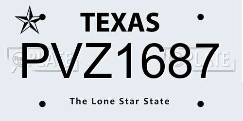PVZ1687 Texas License Plate