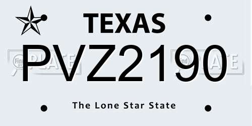 PVZ2190 Texas License Plate