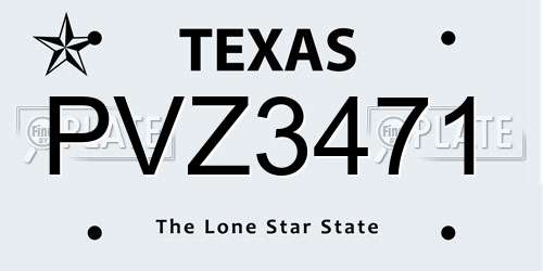 PVZ3471 Texas License Plate