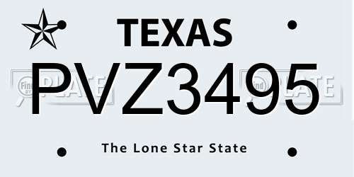 PVZ3495 Texas License Plate