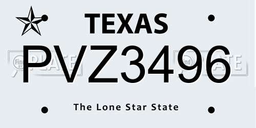 PVZ3496 Texas License Plate