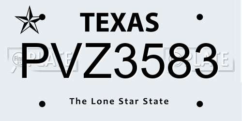 PVZ3583 Texas License Plate