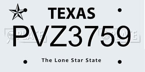 PVZ3759 Texas License Plate