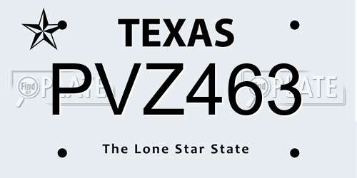 PVZ463 Texas License Plate