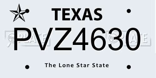 PVZ4630 Texas License Plate