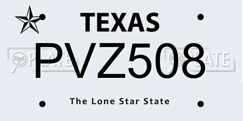 PVZ508 Texas License Plate