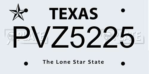 PVZ5225 Texas License Plate