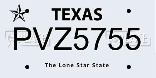 PVZ5755 Texas License Plate
