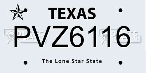 PVZ6116 Texas License Plate