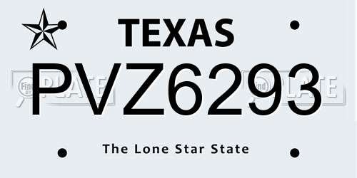 PVZ6293 Texas License Plate