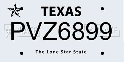 PVZ6899 Texas License Plate