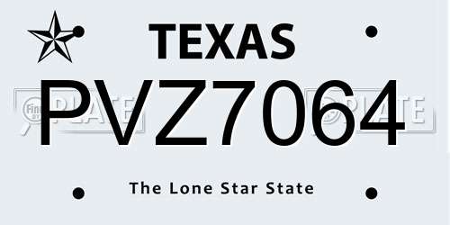 PVZ7064 Texas License Plate