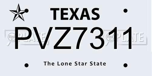 PVZ7311 Texas License Plate
