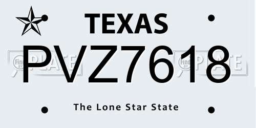 PVZ7618 Texas License Plate