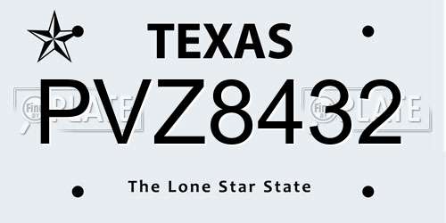 PVZ8432 Texas License Plate
