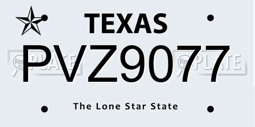 PVZ9077 Texas License Plate