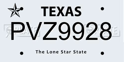PVZ9928 Texas License Plate