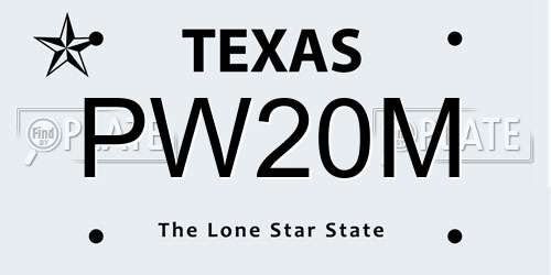 PW20M Texas License Plate