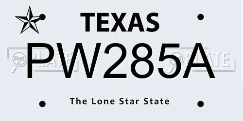 PW285A Texas License Plate