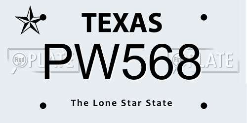 PW568 Texas License Plate