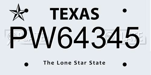 PW64345 Texas License Plate