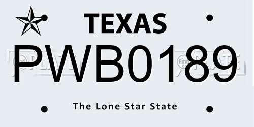 PWB0189 Texas License Plate