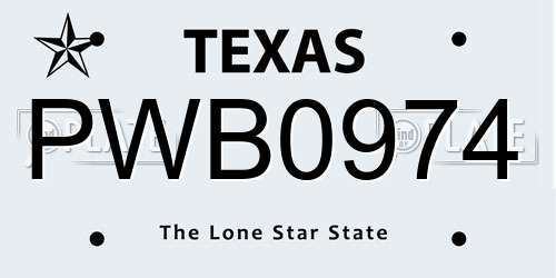 PWB0974 Texas License Plate