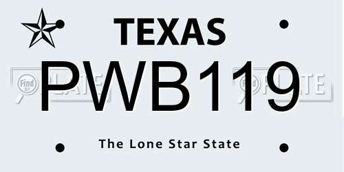 PWB119 Texas License Plate