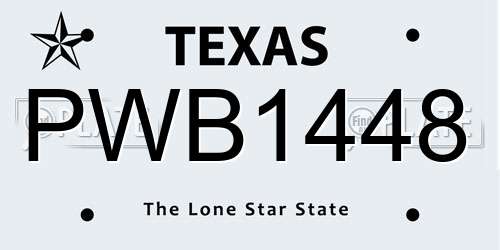 PWB1448 Texas License Plate